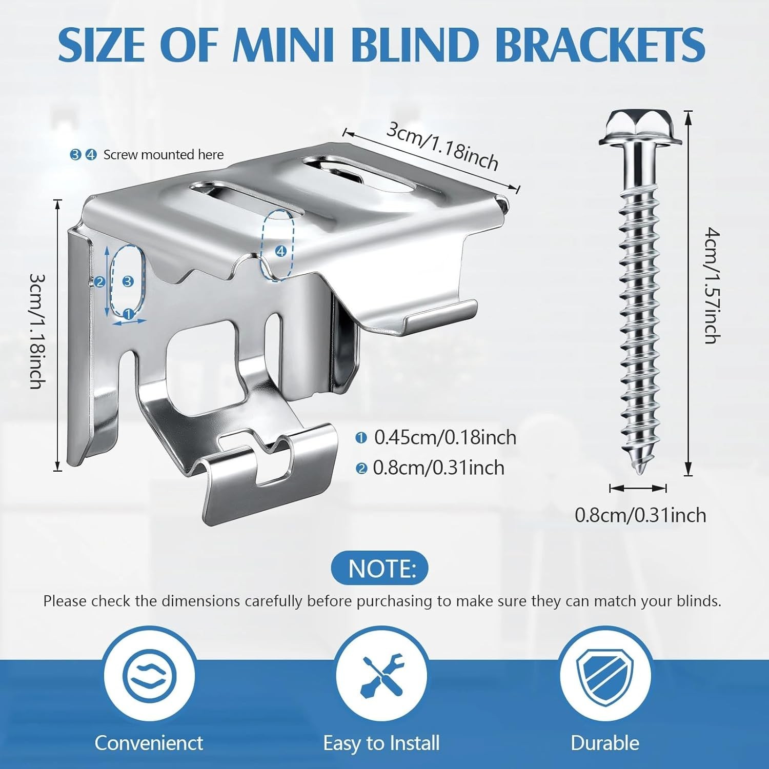 6 Pieces Mini Blind Brackets Bracket for Window Blinds, with Screws