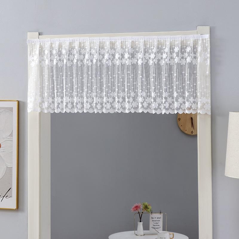 No-Drill Lace Half Curtain w/viscose Kitchen Cabinet Divider & Screen Door Cover