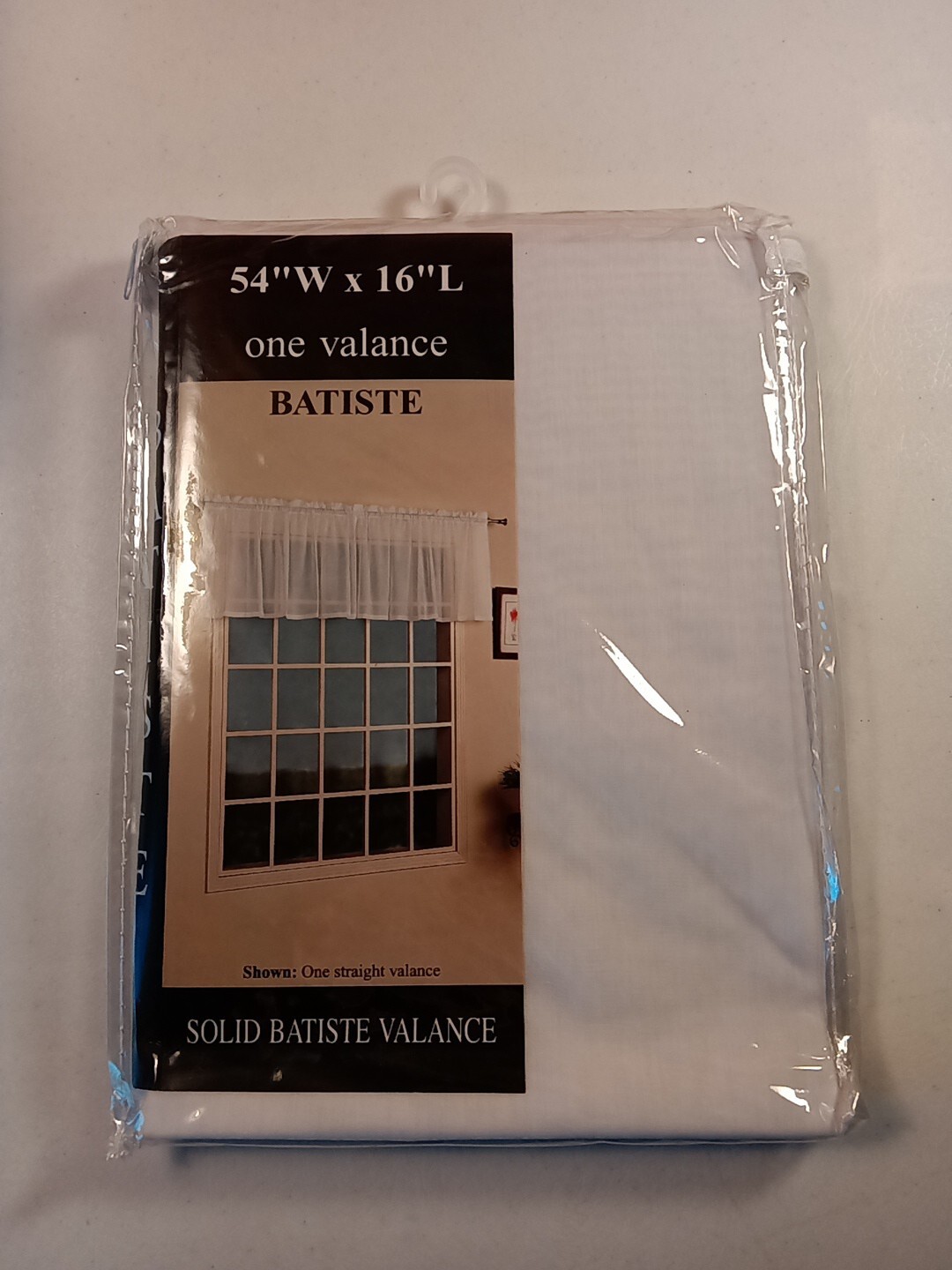 Curtains of Character by United solid batiste White Valance 54”w x 16”L New