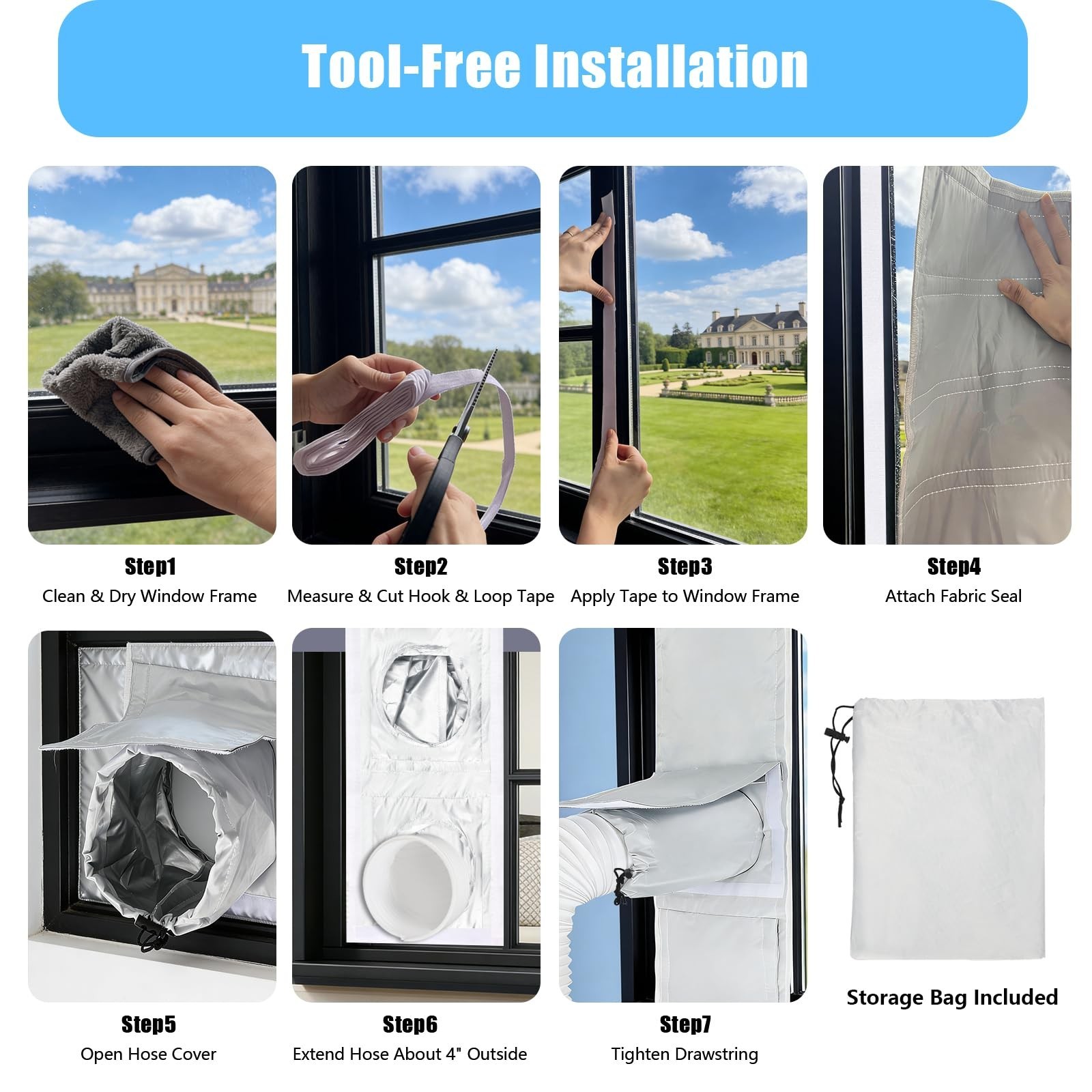 Portable AC Window Seal Kit for Sliding Windows – Venting Trim/Fold-to-Fit (11×6