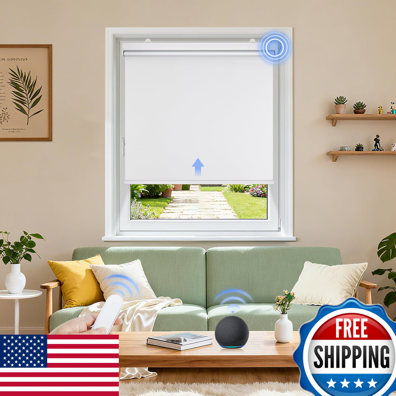 Grandekor Motorized Blinds Remote Control Blackout Roller Shade Electric Shades