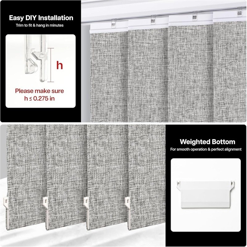 Vertical Blind Replacement Slats Durable Fabric Easy Trim Installation Privacy
