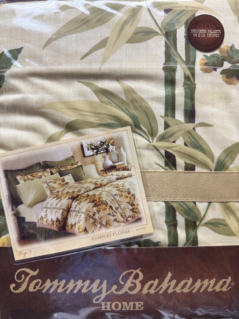 Tommy Bahama Bamboo Floral Yellow Window Valance Tropical Beach NIP 4 AVAILABLE