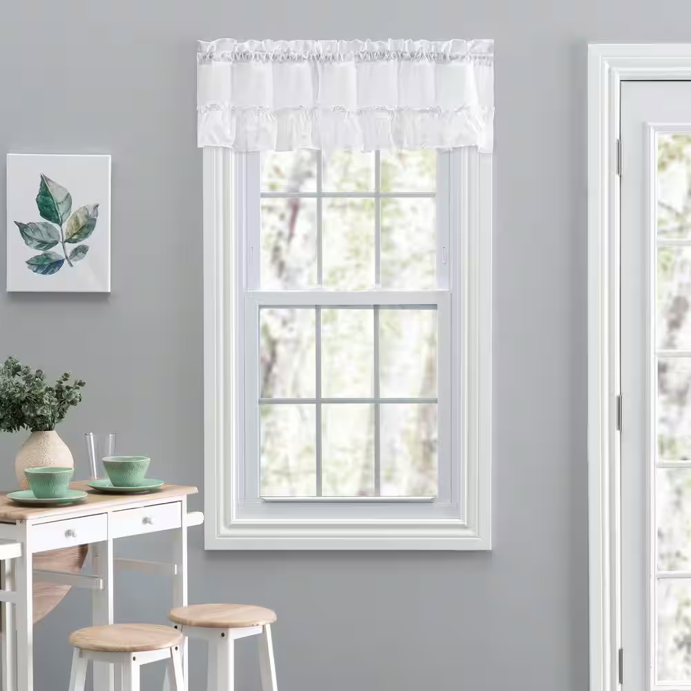 Stacey 13 In. L Polyester/Cotton Ruffled Filler Valance in White