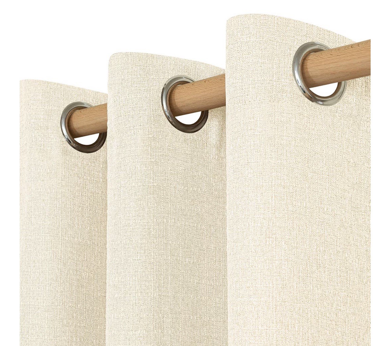 LAMIT Light Beige 52×63 linen curtains thick w/thermal insulation/burlap eyelets
