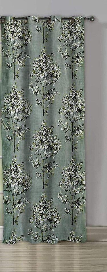2 Piece Floral Print Ringtop Grommet Hippie Door Window Curtains Set 5 7 9 Feet