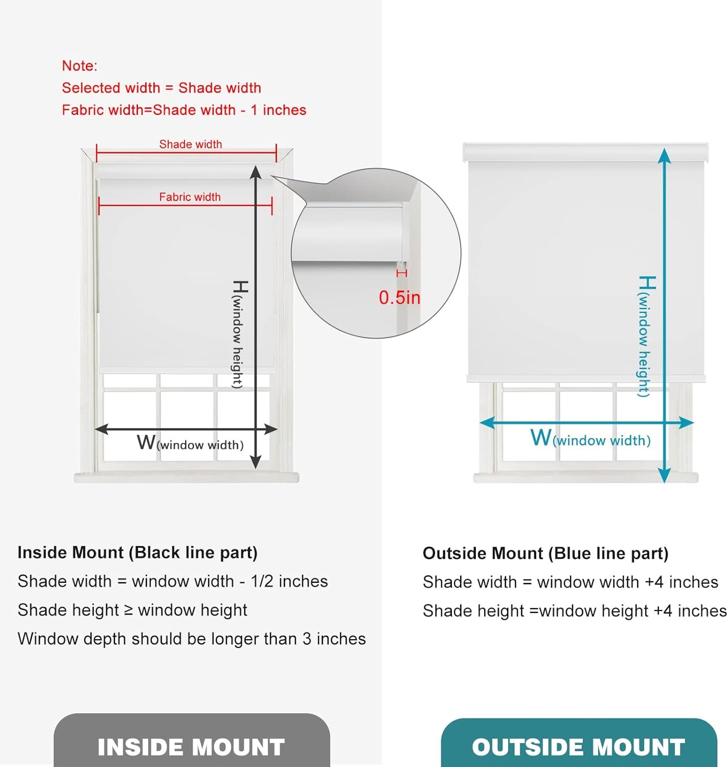 Changshade 100% Blackout Cordless Roller Shades Window Blinds Room Darkening
