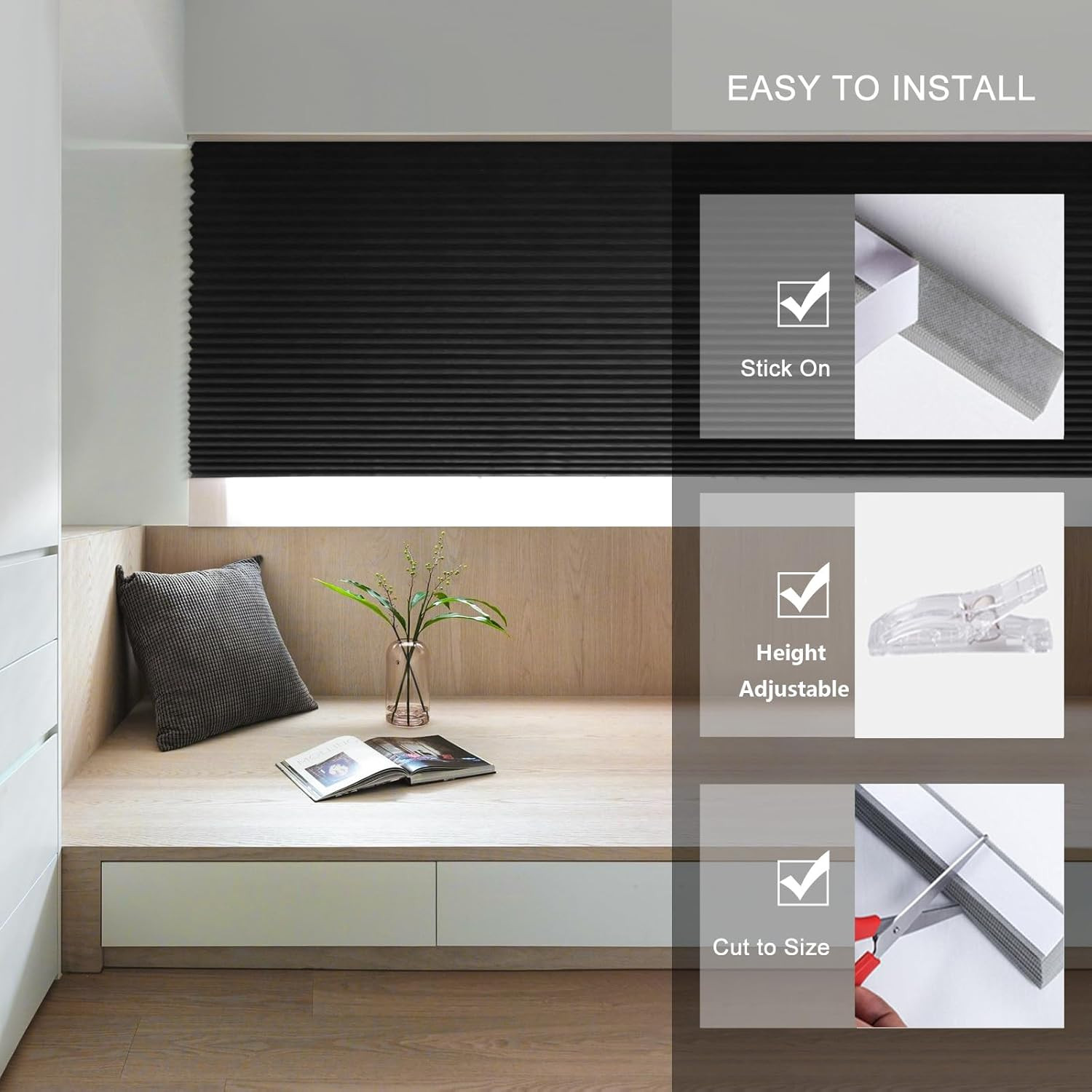 Paper Blinds Temporary Window Blinds Light Filtering No Drill Stick on Cut to Si