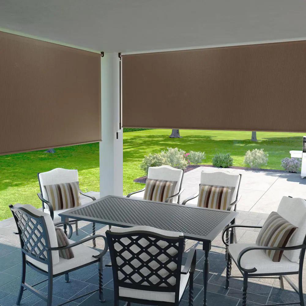 Coolaroo Exterior Roller Shade UV Blocking Fade Resistant Fabric 96 in. W Brown
