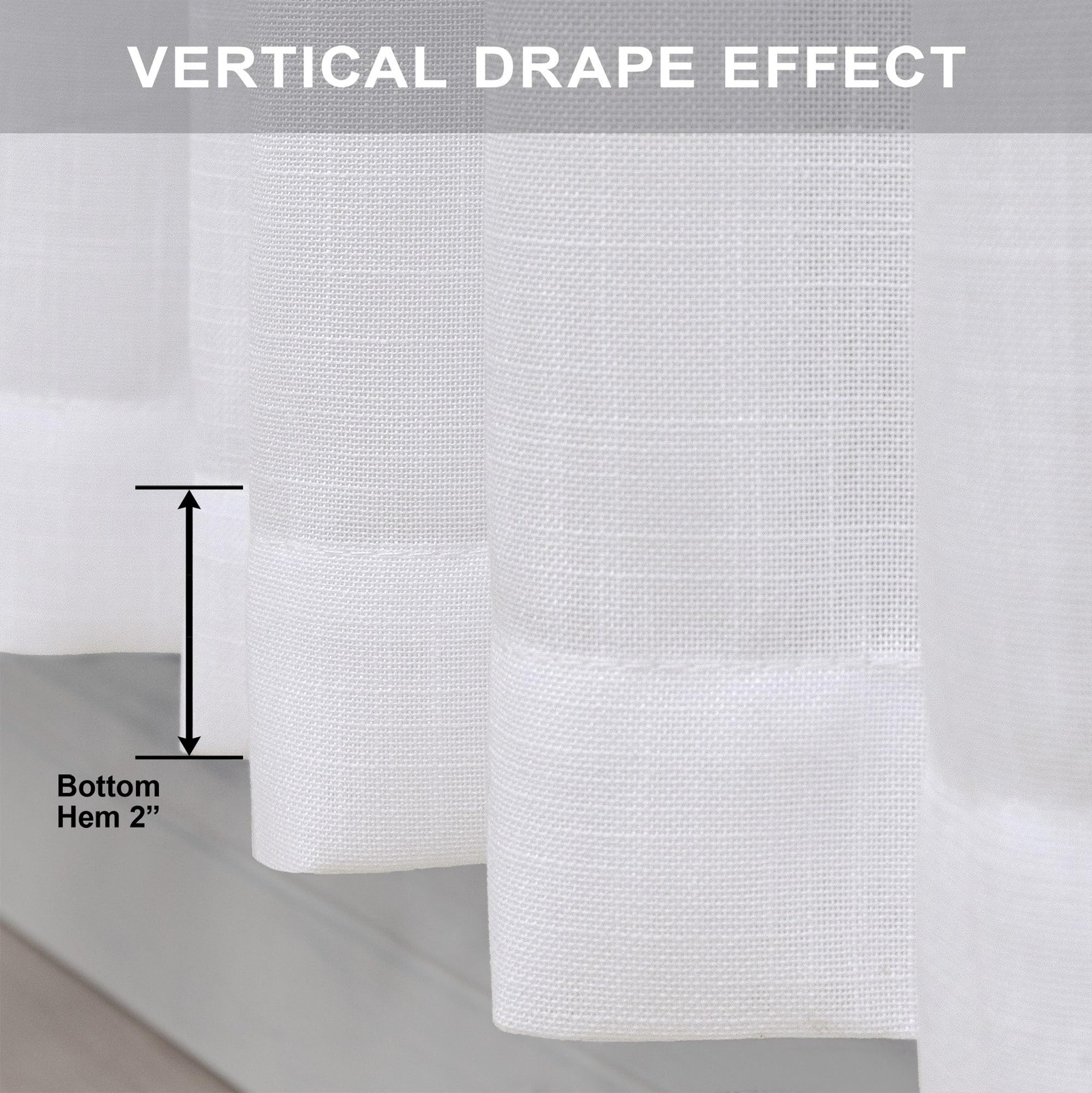 108Inch White Linen Curtains 2Panel Set SemiSheer Back Tab Drapes