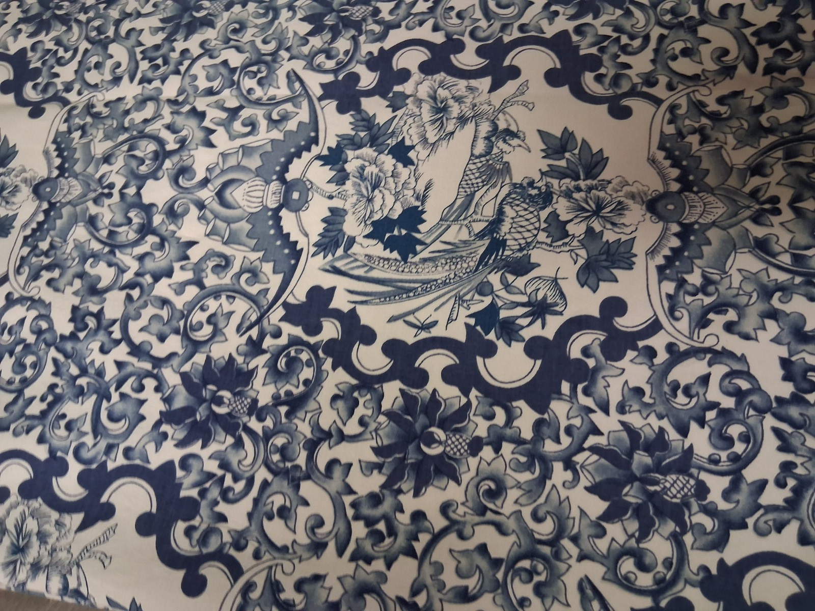 Ralph Lauren Porcelain-Single Lined Rod Pocket Drape-Gorgeous! Blue & White