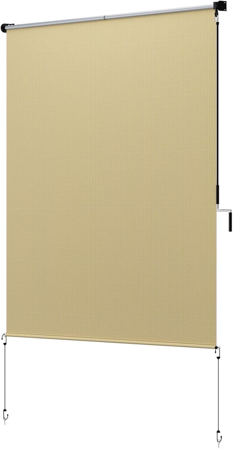 60″ W x 96″ L Roll Up Blinds – Patio Shades with Windproof Bungee tie, 90% UV