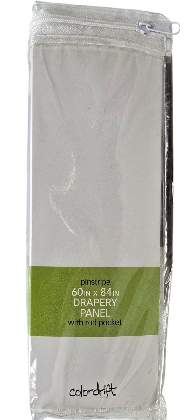 Colordrift White Striped Polyester 60 in. W X 84 in. L Rod Pocket Sheer Curtain