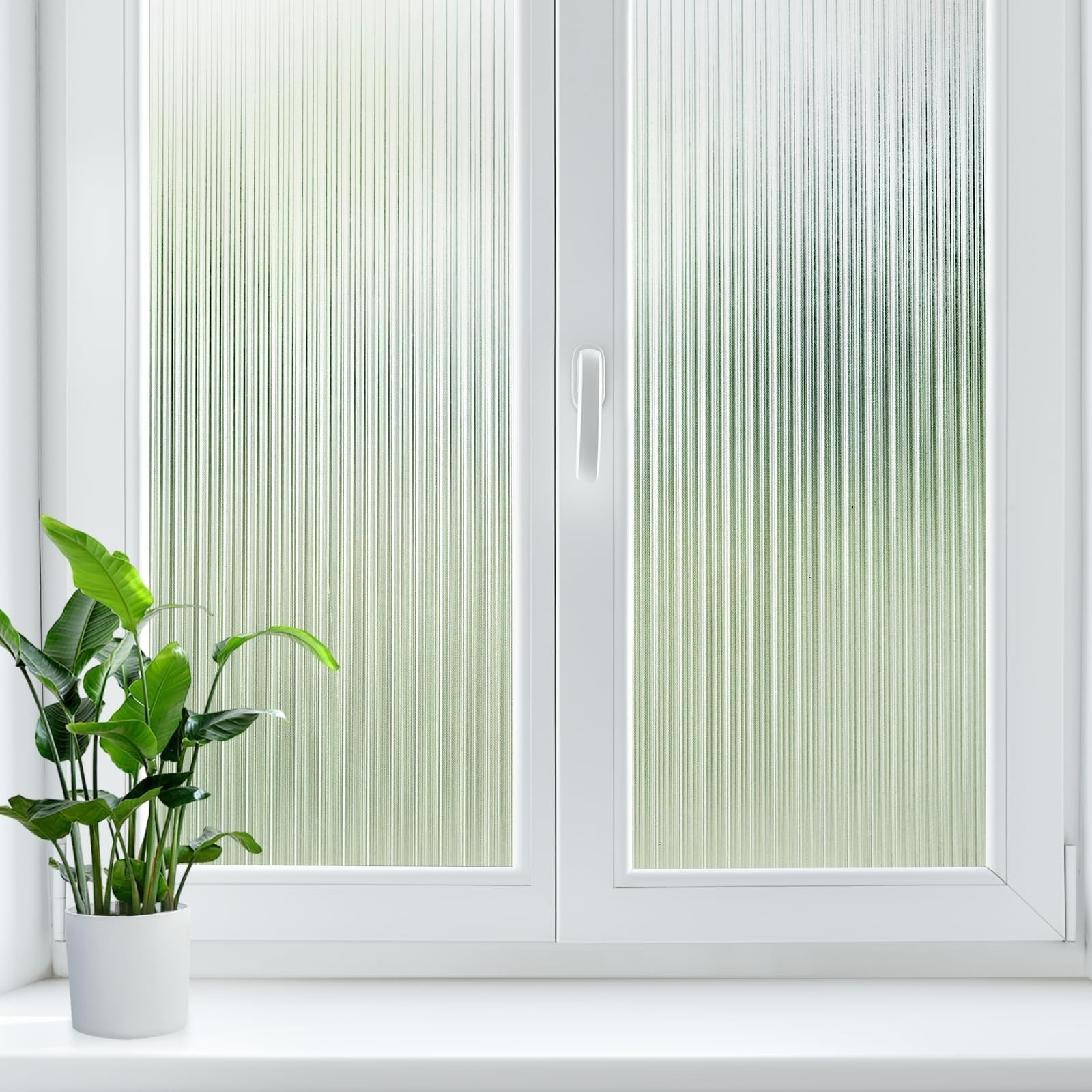 Reeded Glass Window Privacy Film, Frosted Decor Vinyl, 17.5″ x 78.7″
