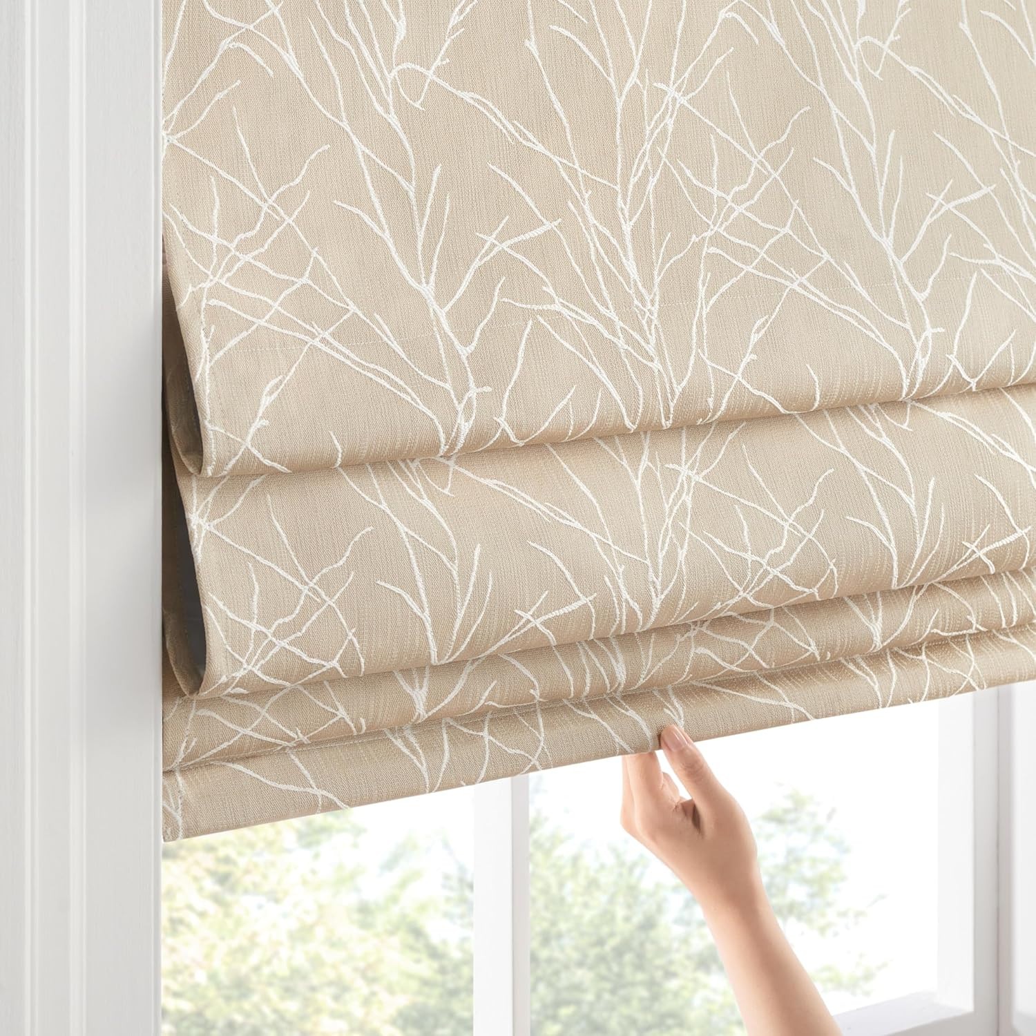 Eclipse Branches Roman Shade for Windows Cordless 100% Blackout Shade 31″ x 64″