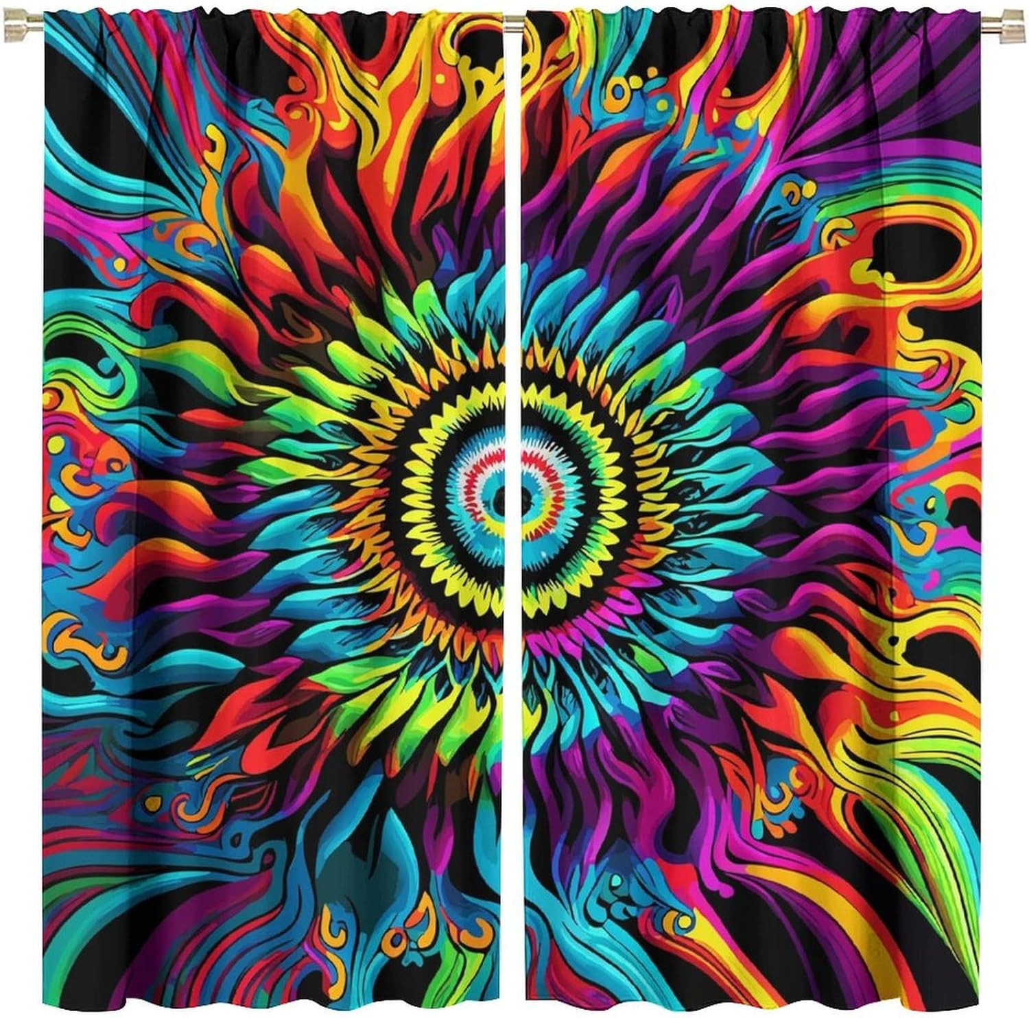 Tie Dye Curtains – Boho Hippie Style with Rainbow Patterns for Bedroom & Living
