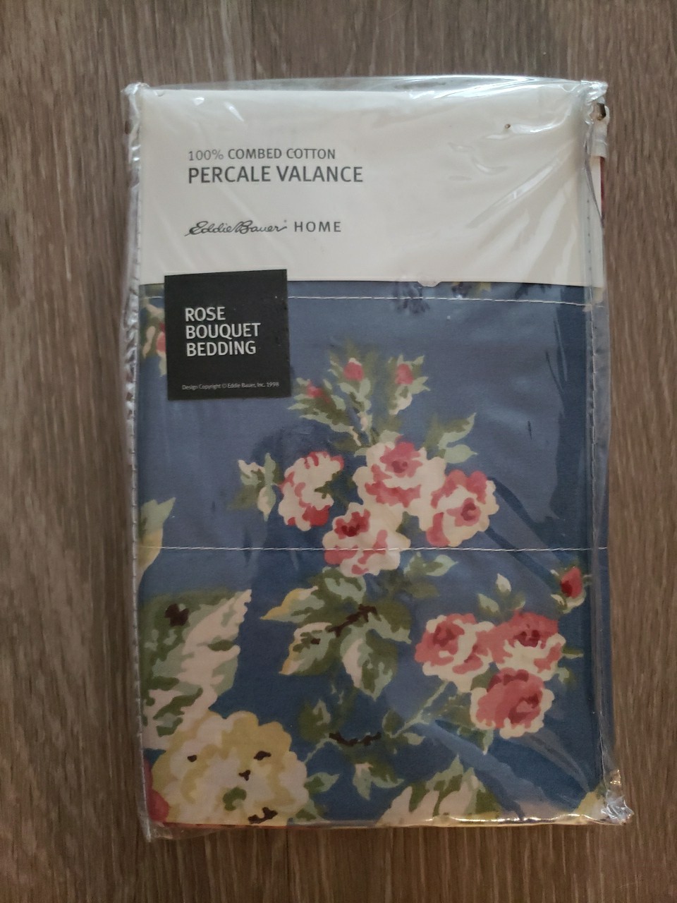 Eddie Bauer Home Valance-Blue Floral “Rose Bouquet” 82×21 NIP