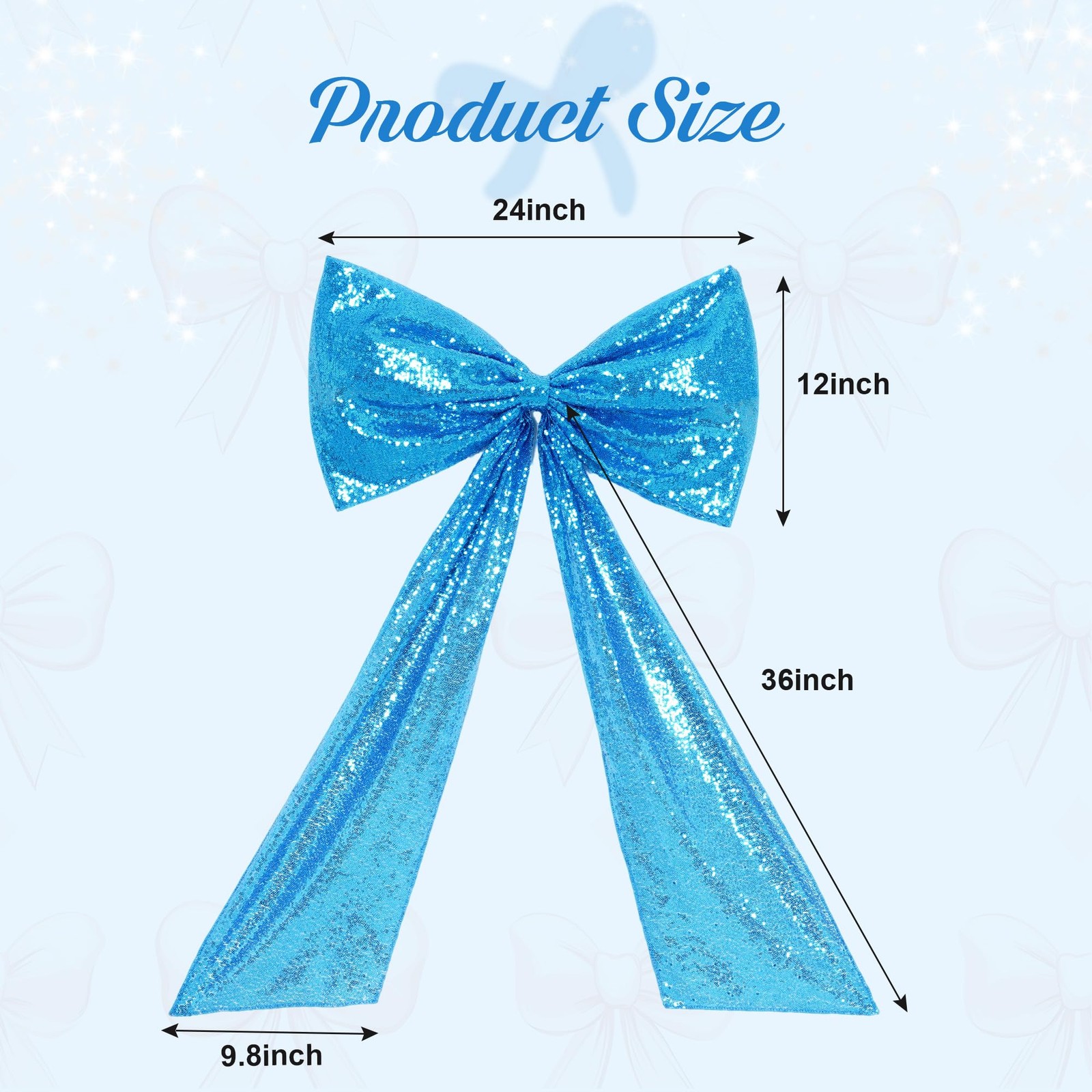 24 x 36 Inch Turquoise Sequin Giant Bow for Mermaid Party, Sparkling Large Te…