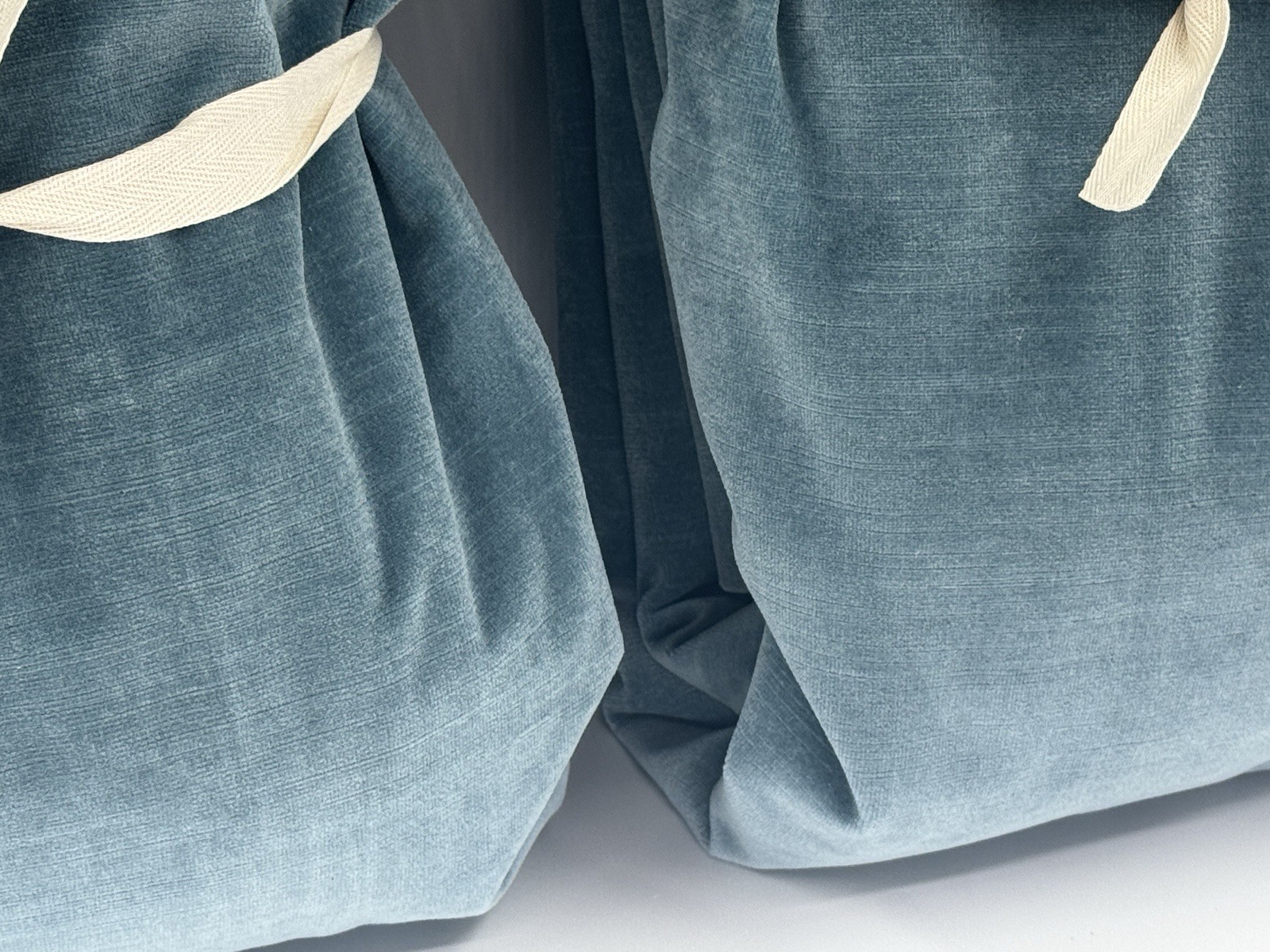 New Set/2 Williams Sonoma Home Solid Velvet Curtain – Cyan, Pleated – 50×96
