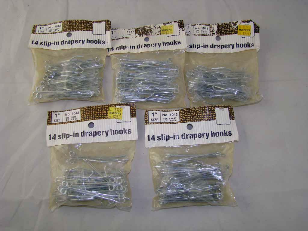 70 – 1″ Slip in Drapery Hooks 5 Packages New & Unopened