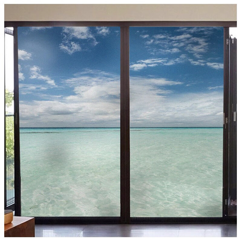 Beach Static Cling Privacy Frosted Stained Window Film Opaque Glass Sticker