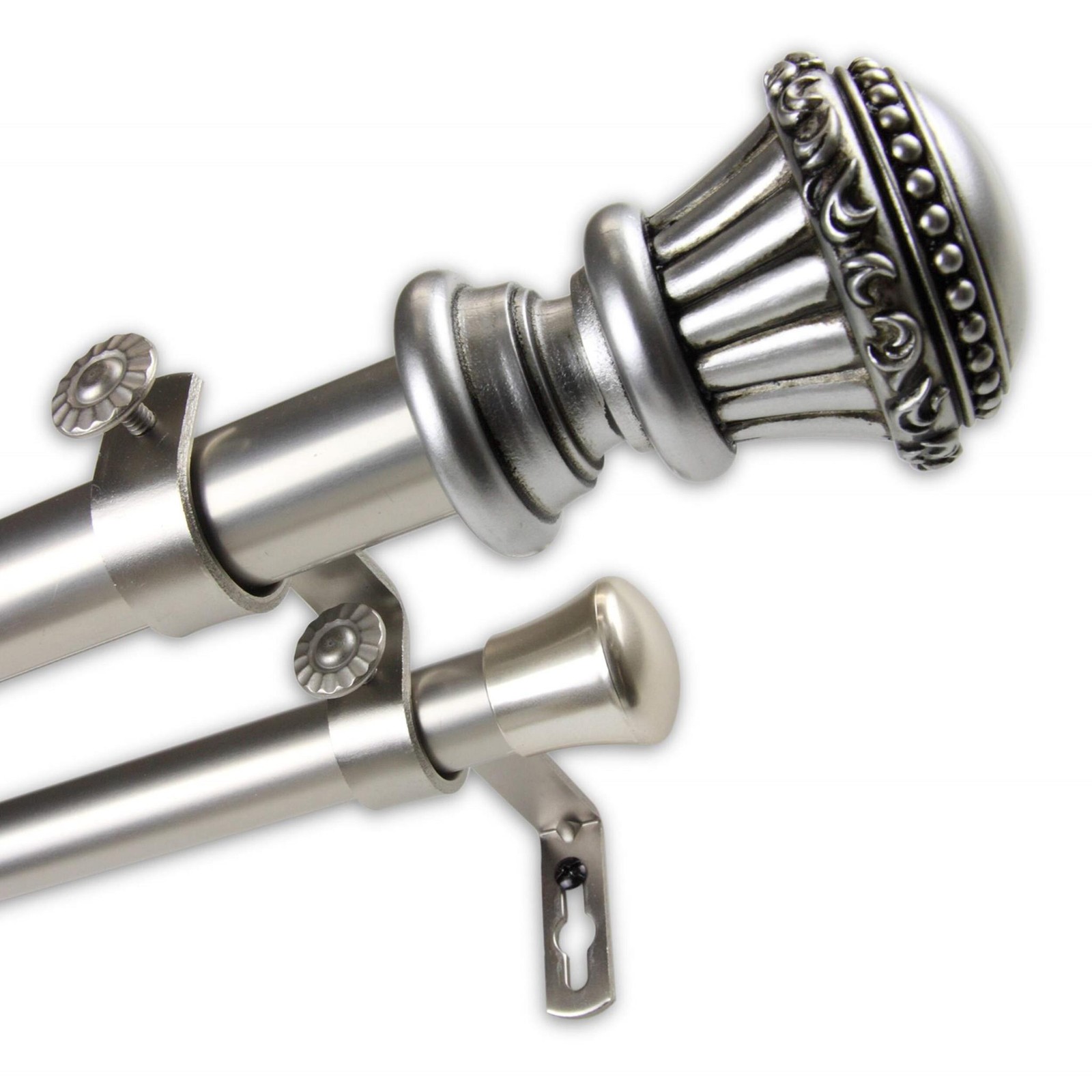 InStyleDesign Trinity 1 inch Diameter Adjustable Double Curtain Rod Satin Nickel