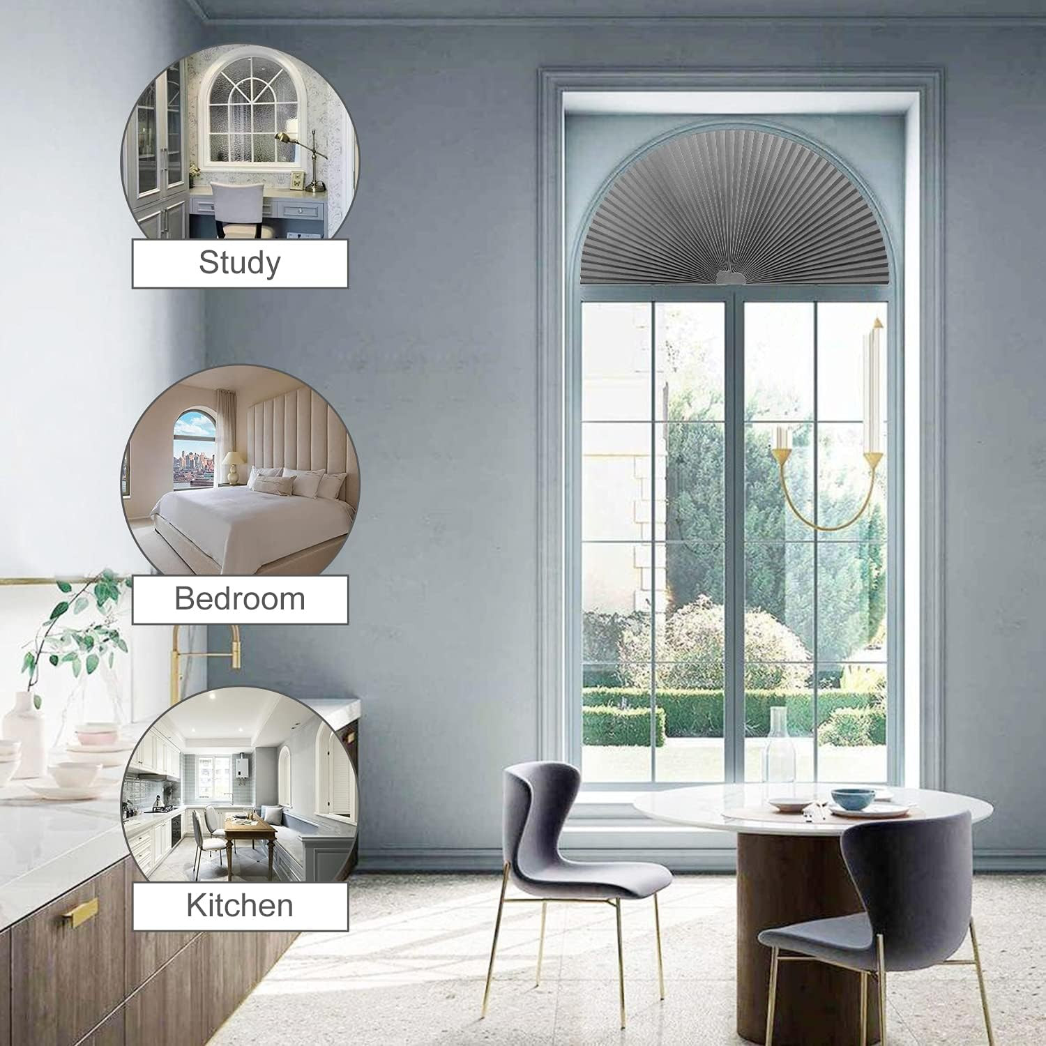 Arch Window Pleated Blinds Easy Cut and Install Pleated Shades Fliterling Lin…