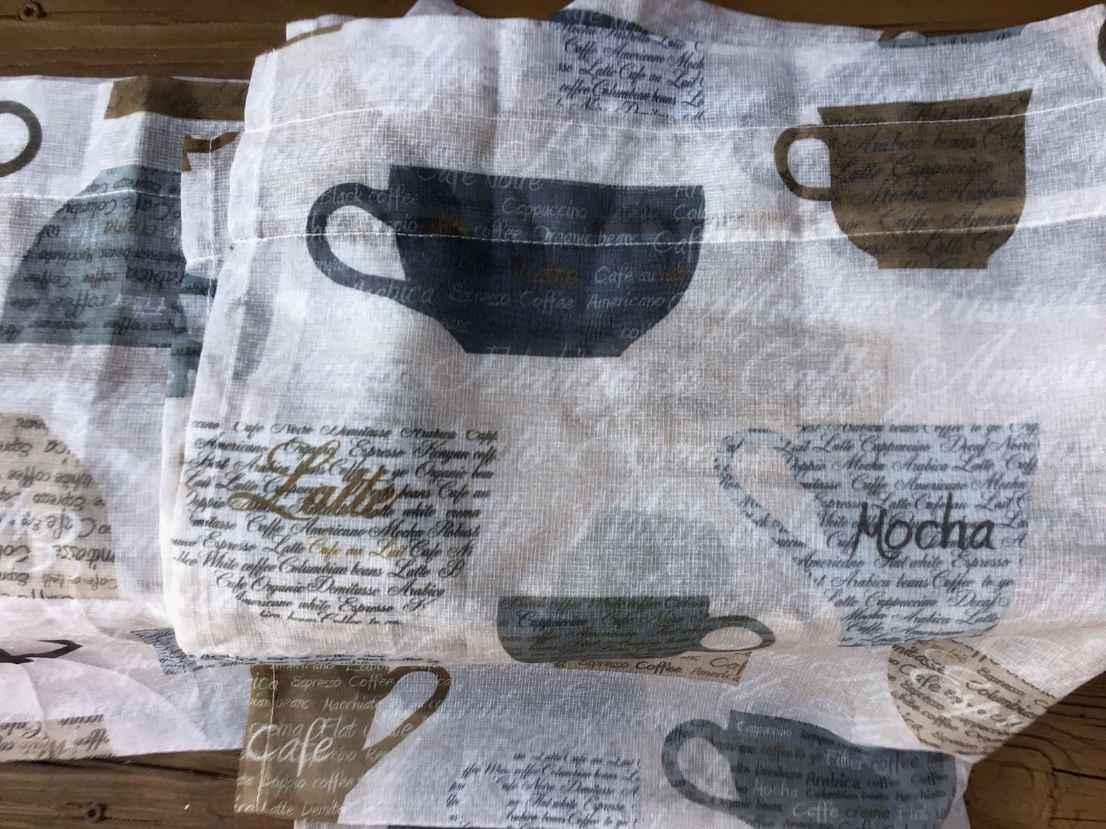 2 Panels (One Pair) 27″X36″ Unbranded Coffee Cup Pictures Sheer Curtains
