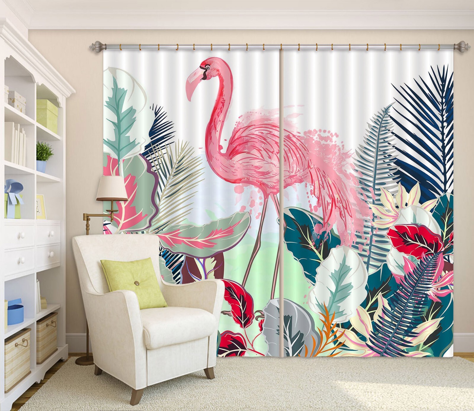 3D Watercolor Flamingo ZHUA1086 Photo Curtain Window Blockout Fabric Amy 2023