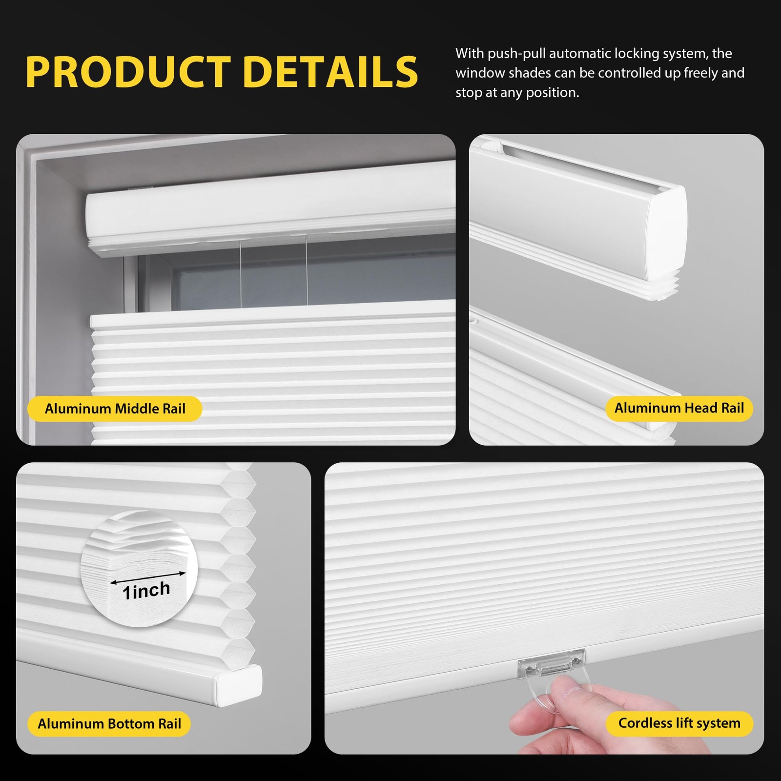 UNISHADES Top Down Bottom Up Cellular Shades Cordless Honeycomb 30″W x 48″H