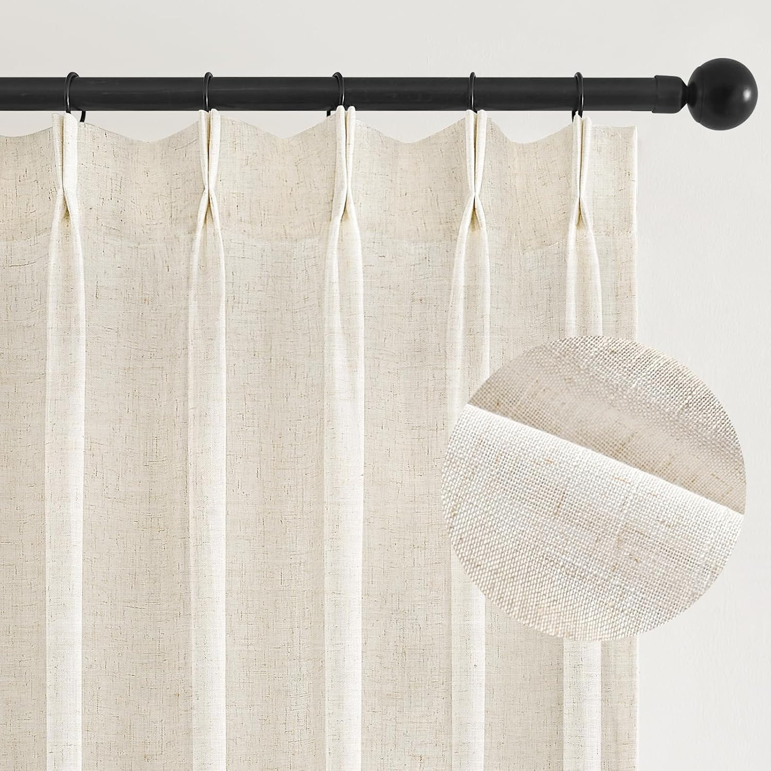 Elegant Natural Sheer Pinch Pleated Curtains, 40″x96″, 2 Panels for Home Decor
