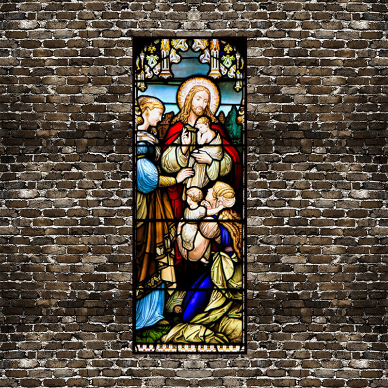 Self-adhesive Window Film Church Stained Glass Sticker Opaque Retro Decorate NEW