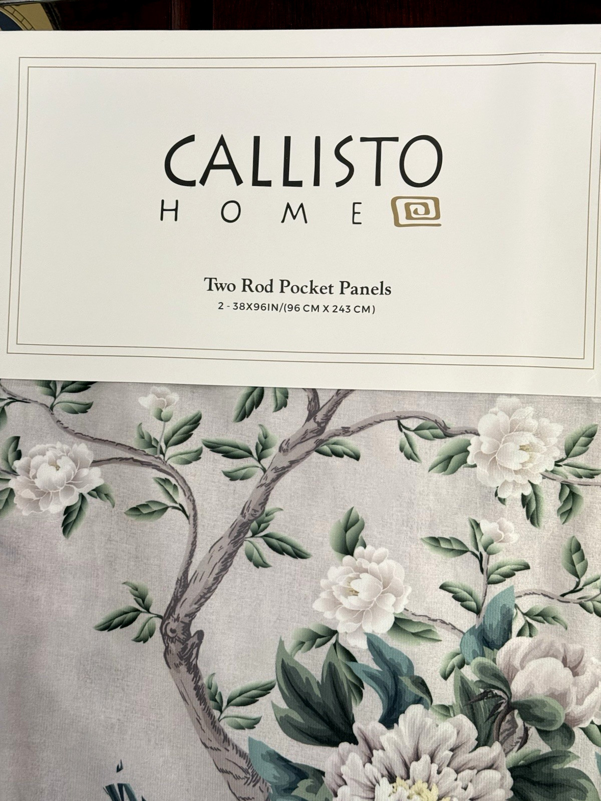 Callisto Velvet Floral Crane Drapers Back Top Grey 2 Window Curtain Panels 38×96