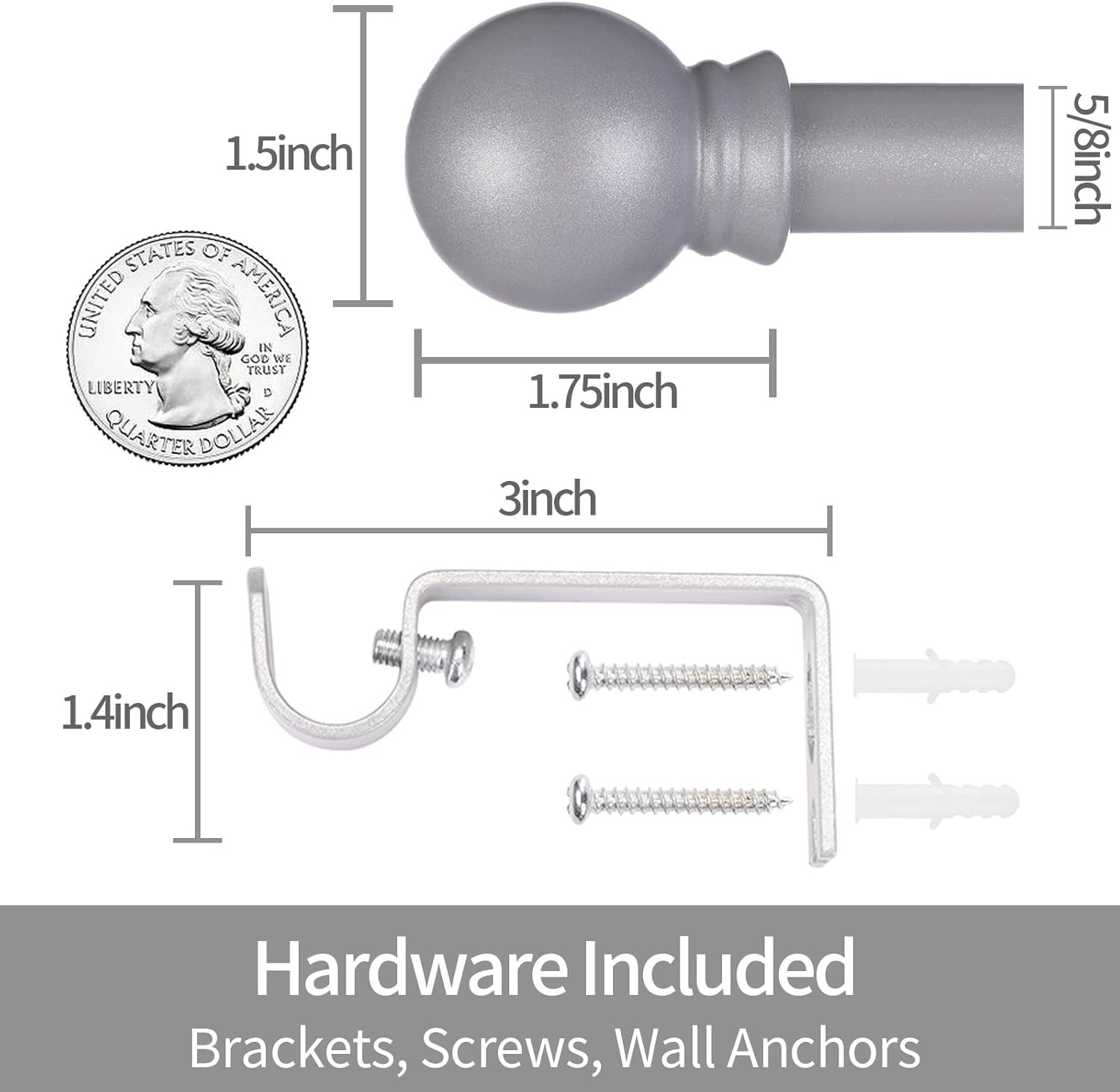 Modern 30-62 Inch Curtain Rod in Brushed Nickel – Rust-Resistant Steel Design