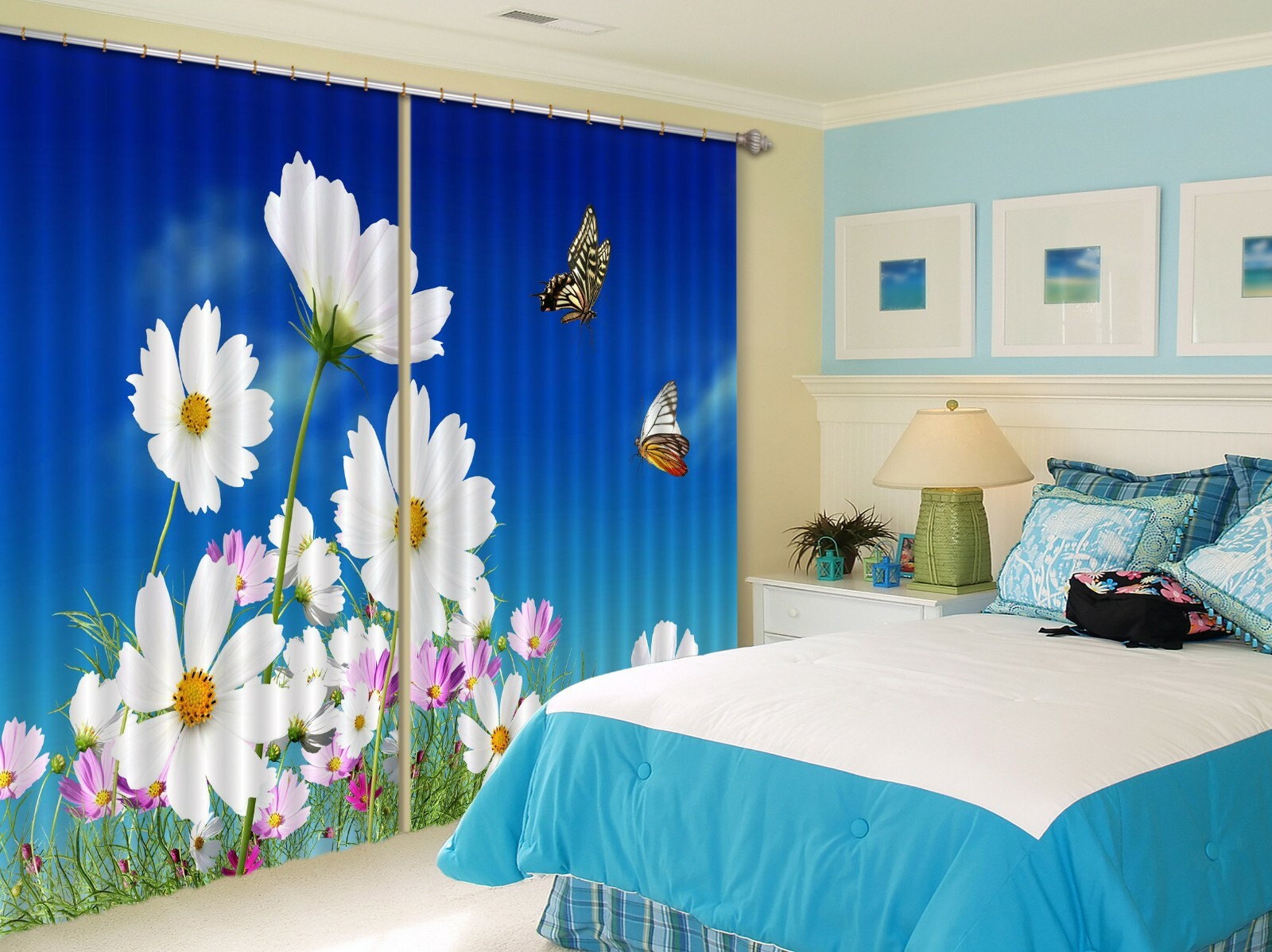 3D Flower Butterfly ZHUA1444 Blockout Photo Curtain Fabric Window Zoe
