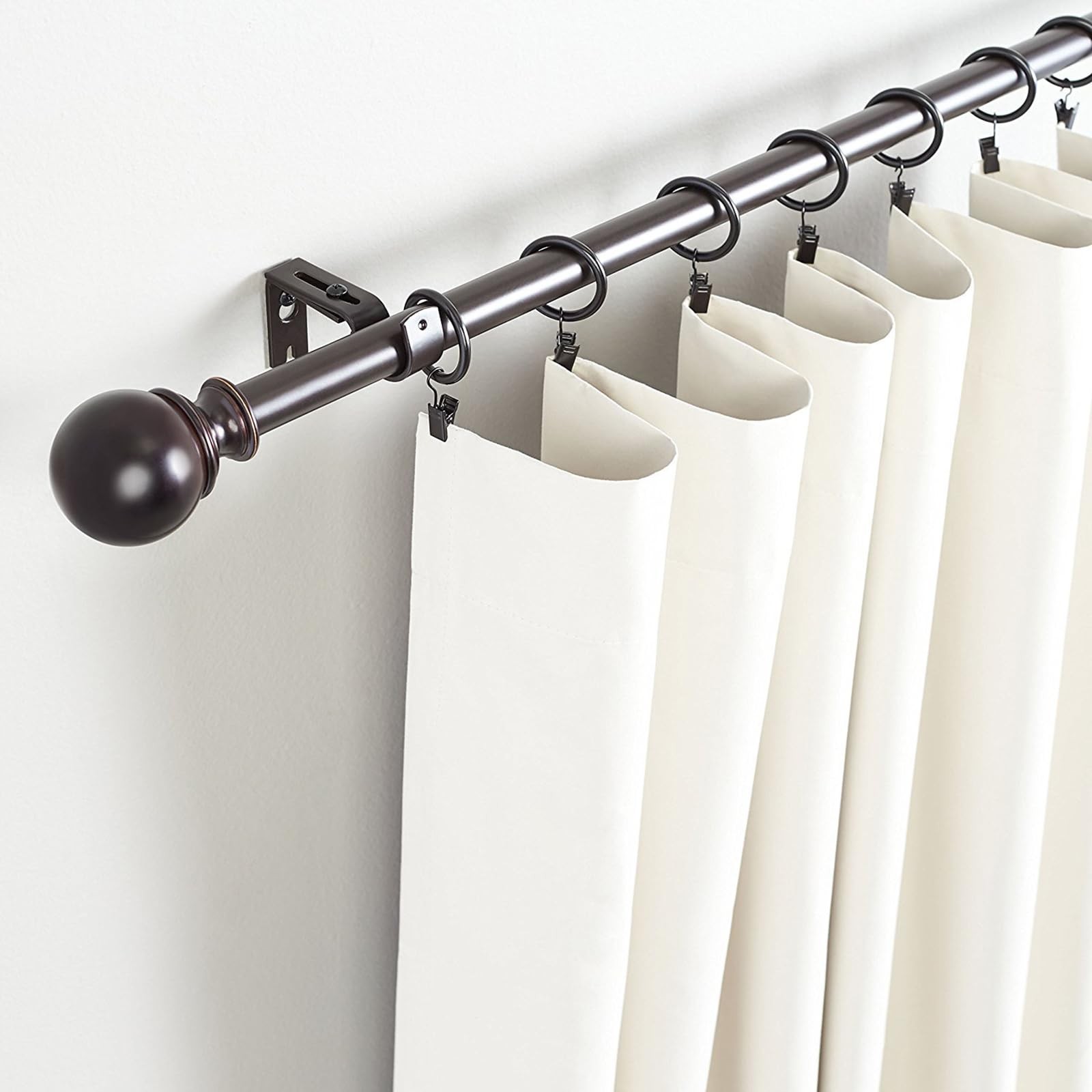 100 Pack Curtain Rings with Clips Hooks 1.5 in Diameter Rustproof