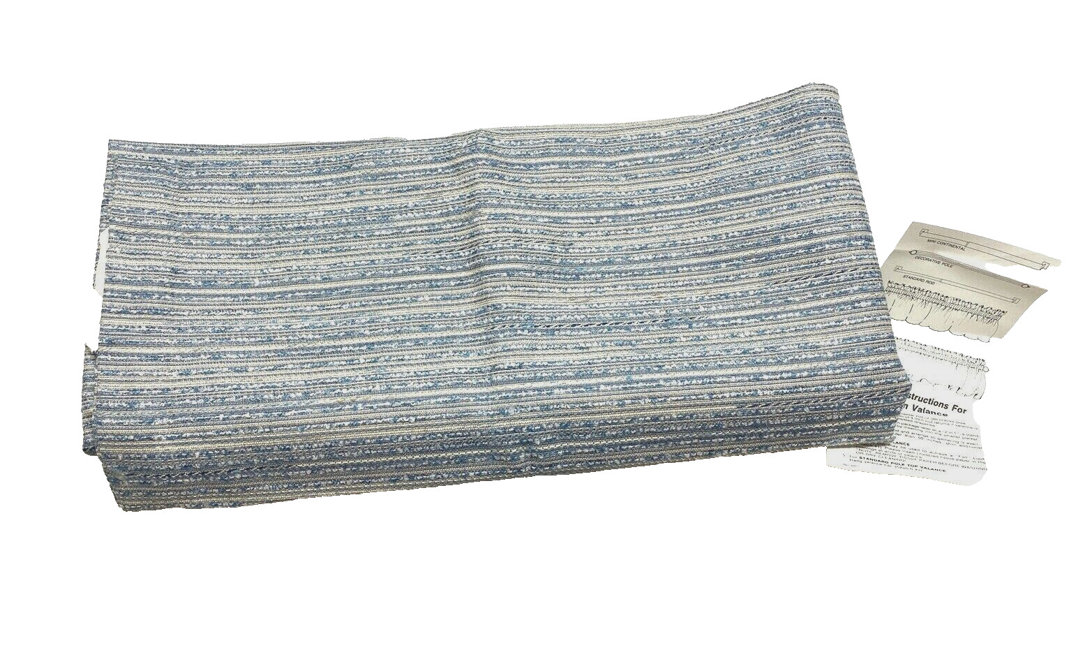 Vintage New Sears Roebuck Woven Short Curtain Valance Tweed Textured Blue White