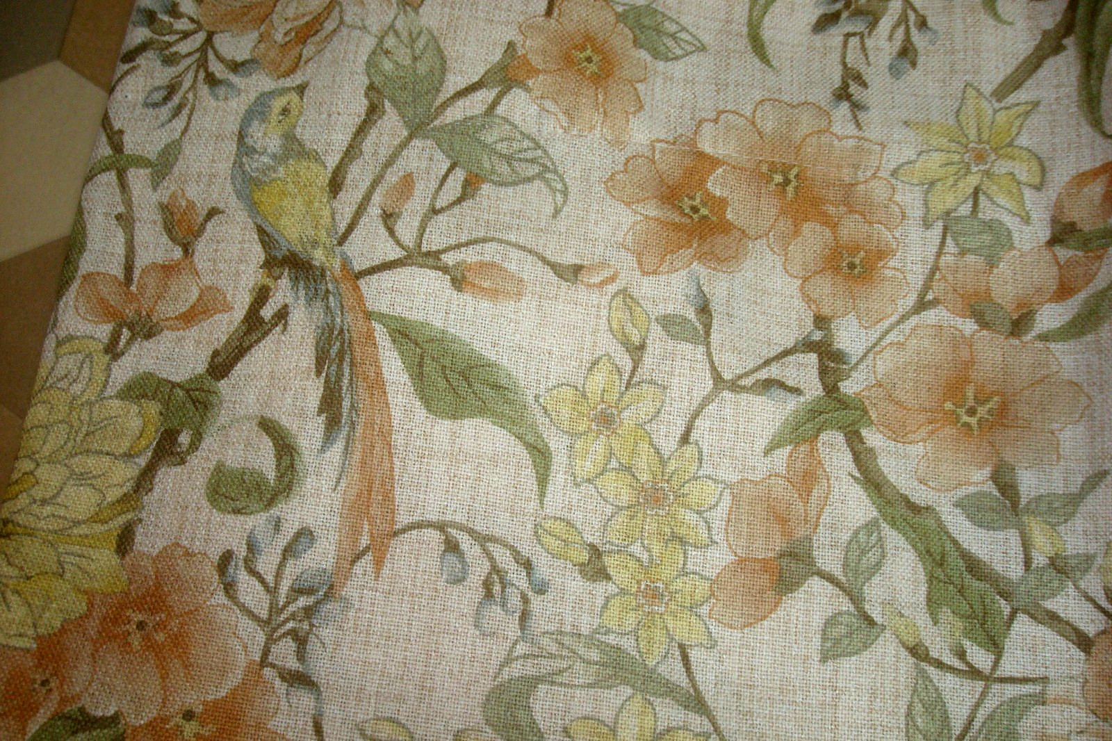 NWT Envogue 2 pc Window Curtains Fancy Spring Floral w/ Birds ea 37″ x 96″ lg