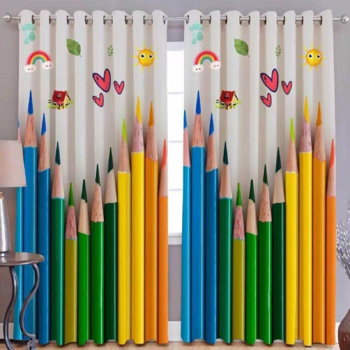 Polyester Digital Print 7 x 4 ft Door Eyelet Curtains Set of 2