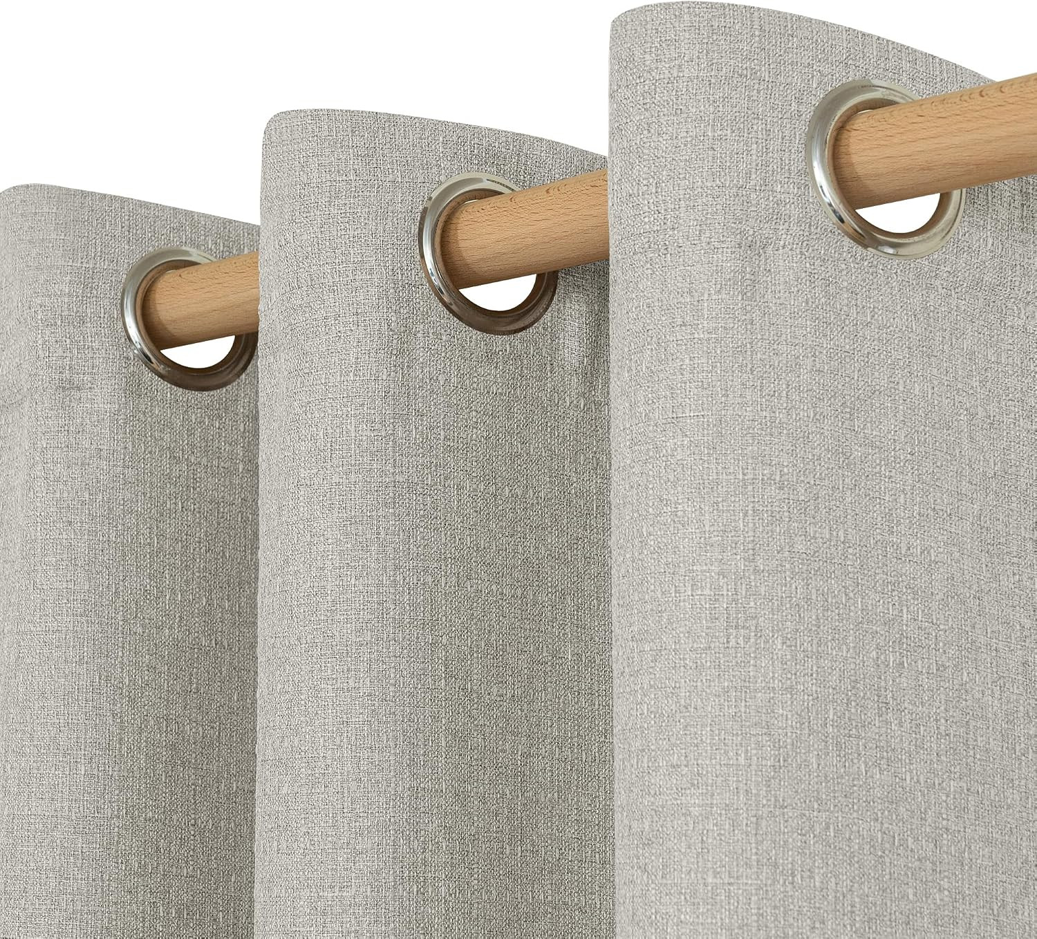 LAMIT Light Grey Linen Textured Curtains for Living Room, 108 inches Grommet Thi