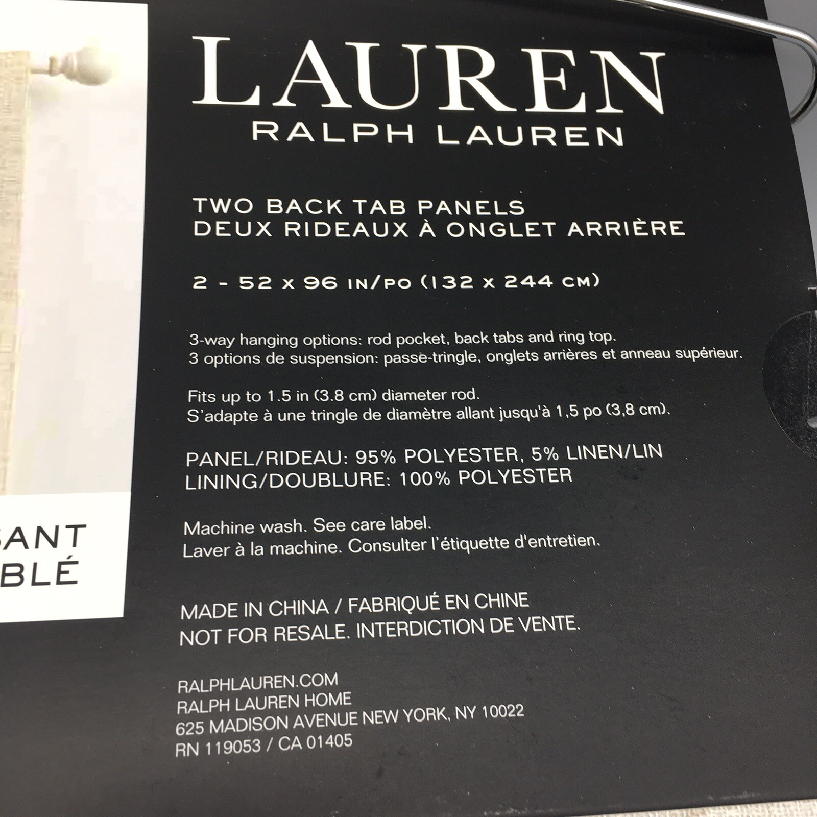2 Ralph Lauren Linen Herringbone Blackout Panels Window Curtains 52×96 Natural
