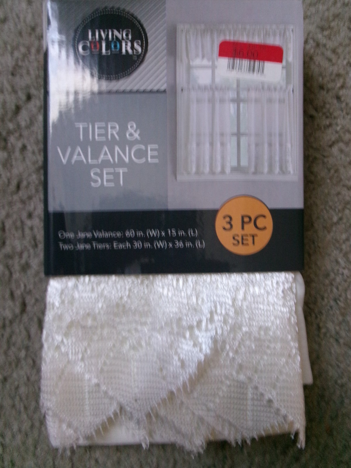 Living Colors 3 Piece Tier & Valance Set 60 x 15 Inches