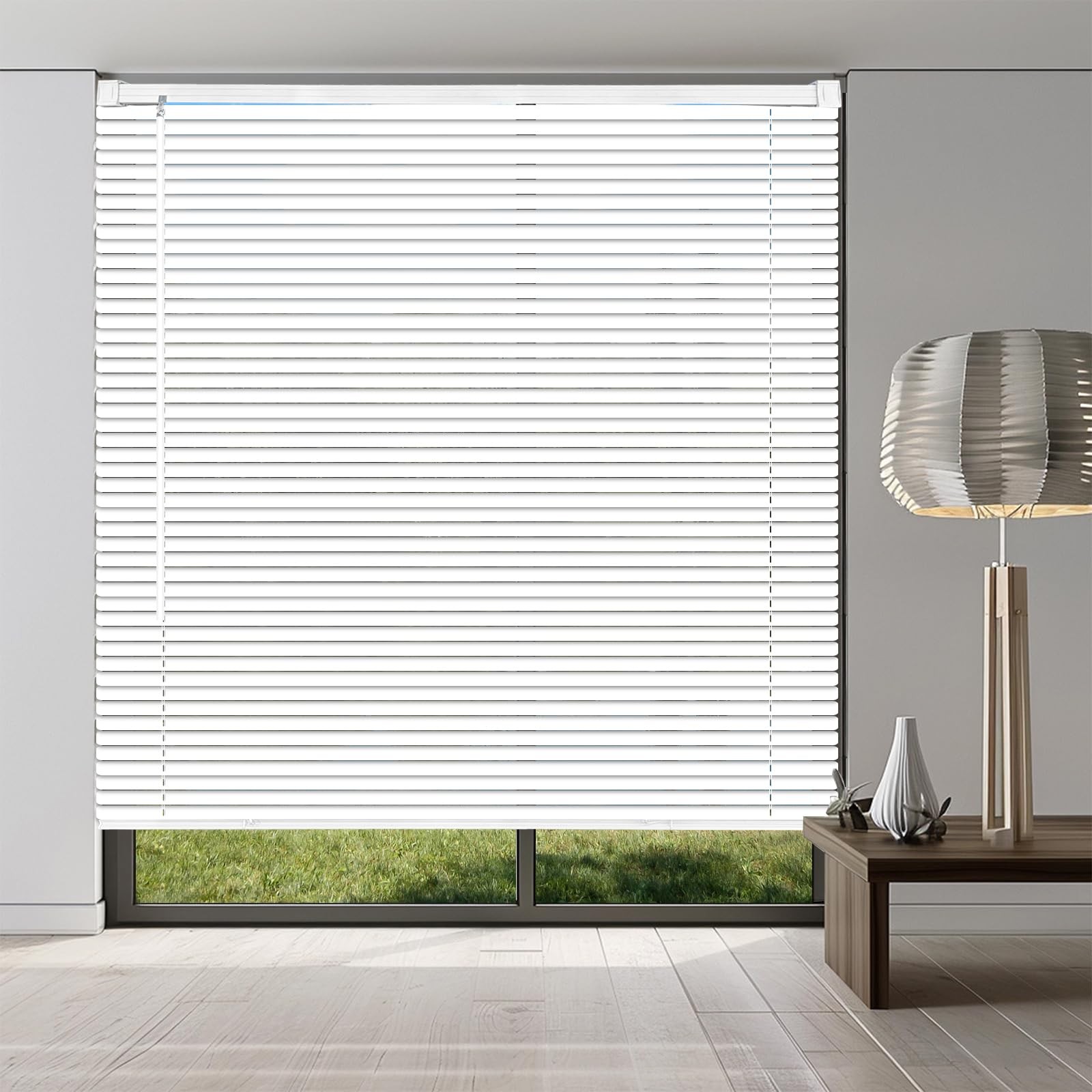 1″ Cordless Mini Blinds, White Vinyl Light Filtering Blinds, 23″ W x 48″ H, I…