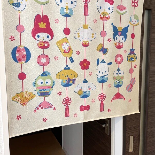 Sanrio Characters Noren Curtain JAPAN Made Kitty Cinnamoroll Housewarming Gift