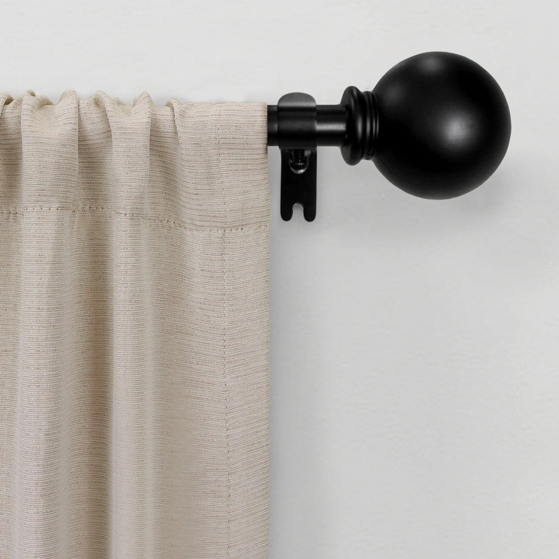 1/2 Inch Ball Curtain Rod Set Adjustable 48 to 84 Inch Steel Hardware Included