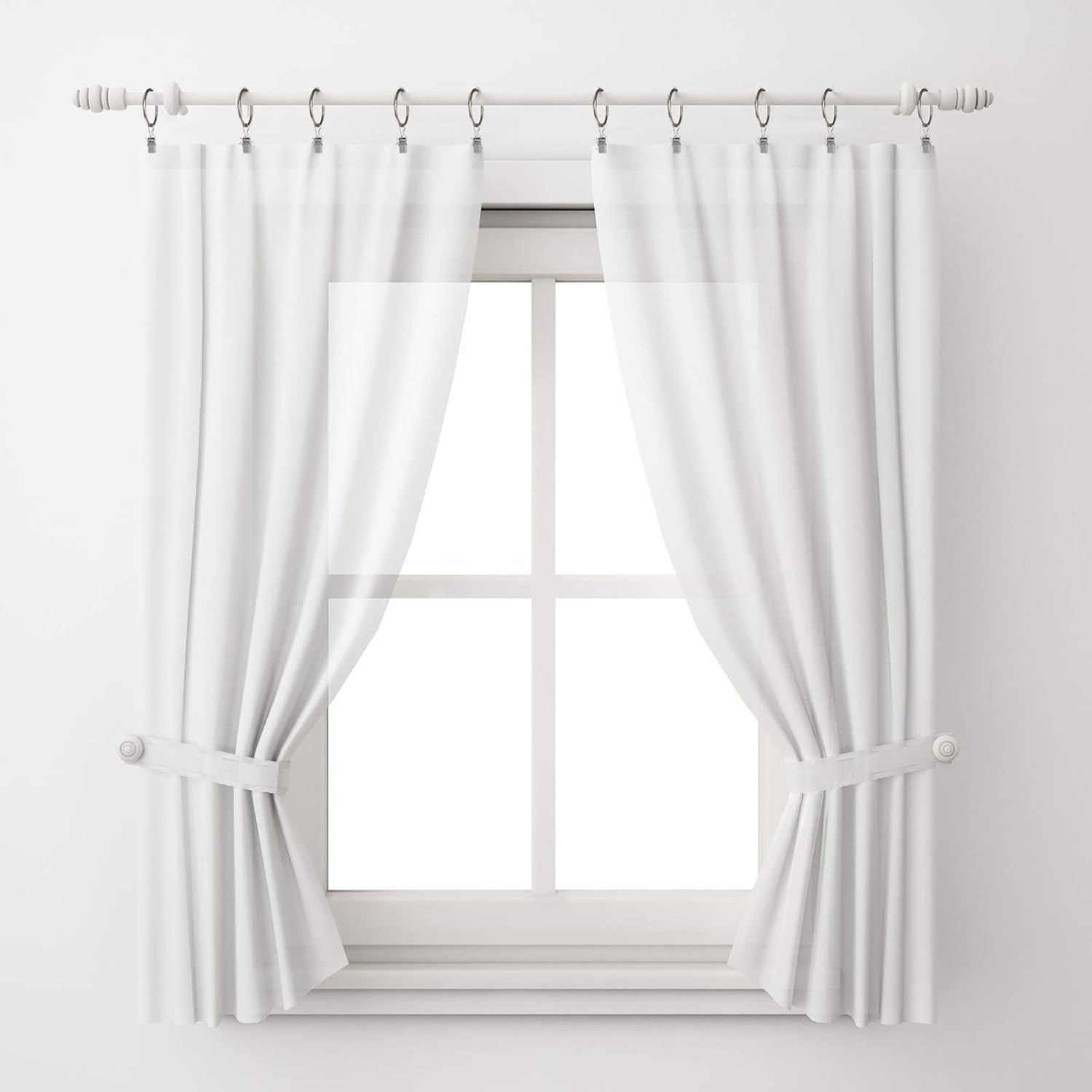 44 Pack Curtain Rings with Clips Hooks 1.5 Inch Rustproof Matte Metal Stainless