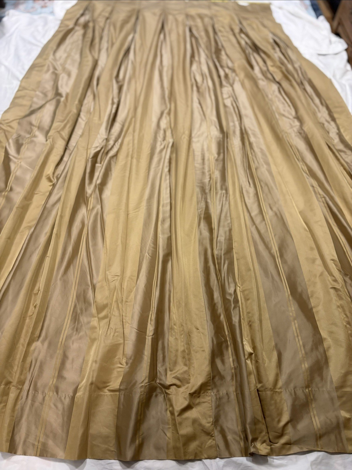 Restoration Hardware Thia Silk CurtainsPleated Interlined Thermal/ Gold/Tan