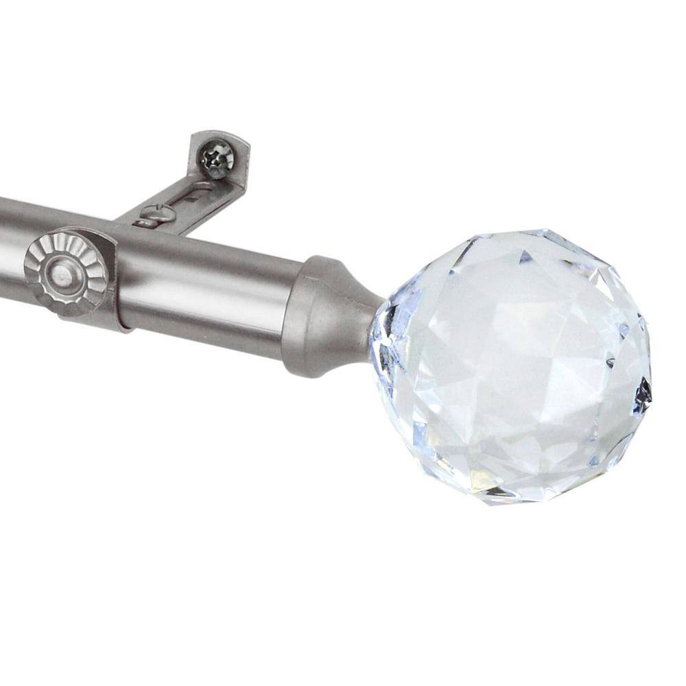 18 In. – 28 In. Telescoping Single Curtain Rod Kit in Satin Nickel with Faceted
