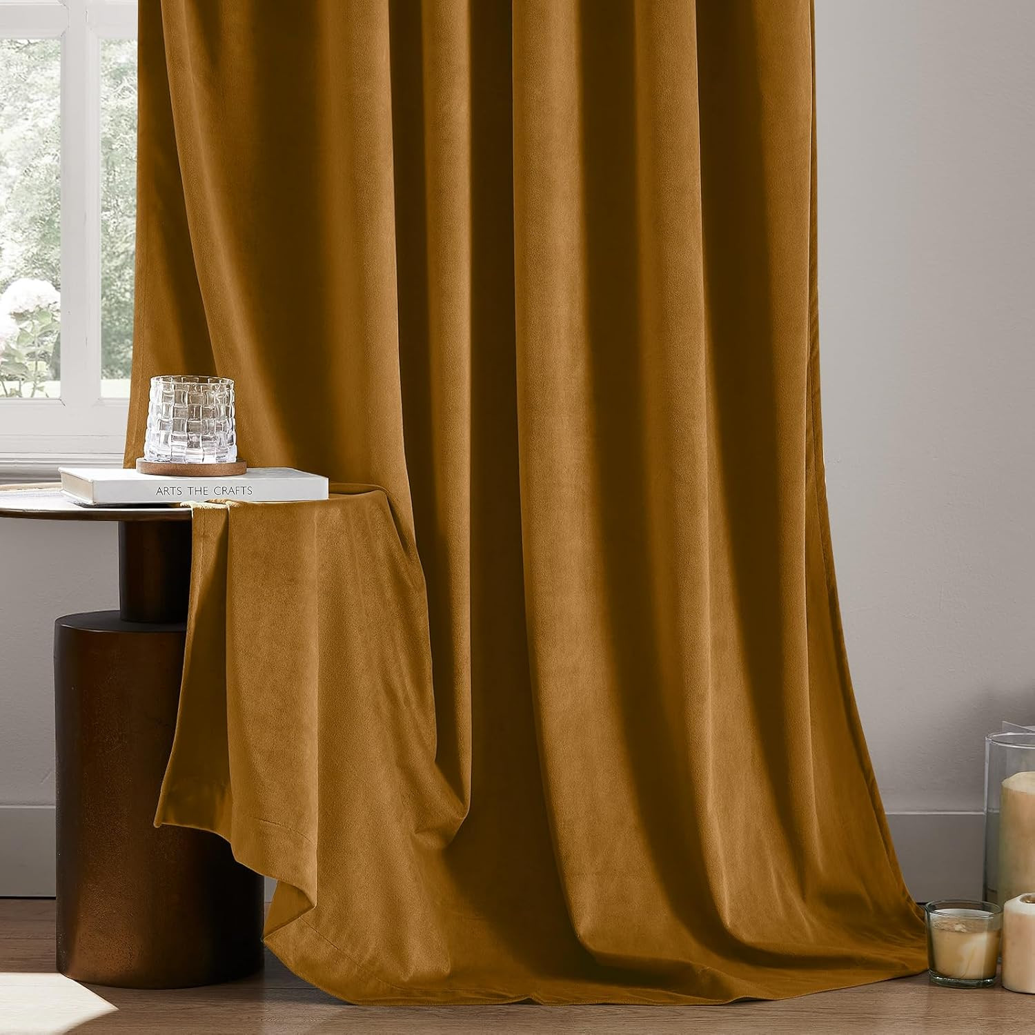 Luxury Blackout Gold Velvet Curtains, 52×96 Inch, 2 Panels for Home Decor