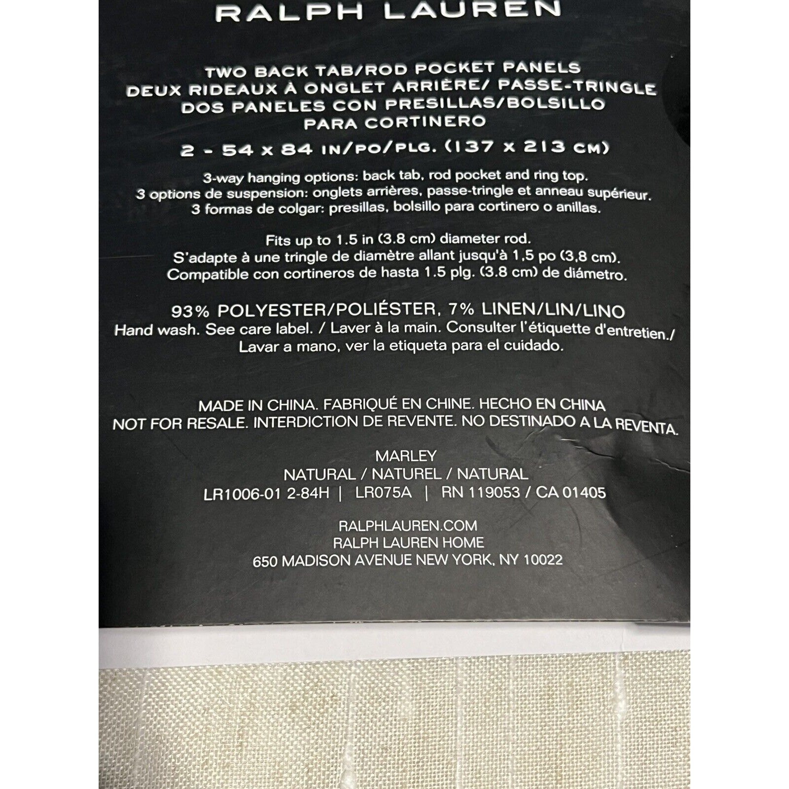 2 Ralph Lauren Marley Window Panels Curtains 54 x 84” Natural Beige **READ